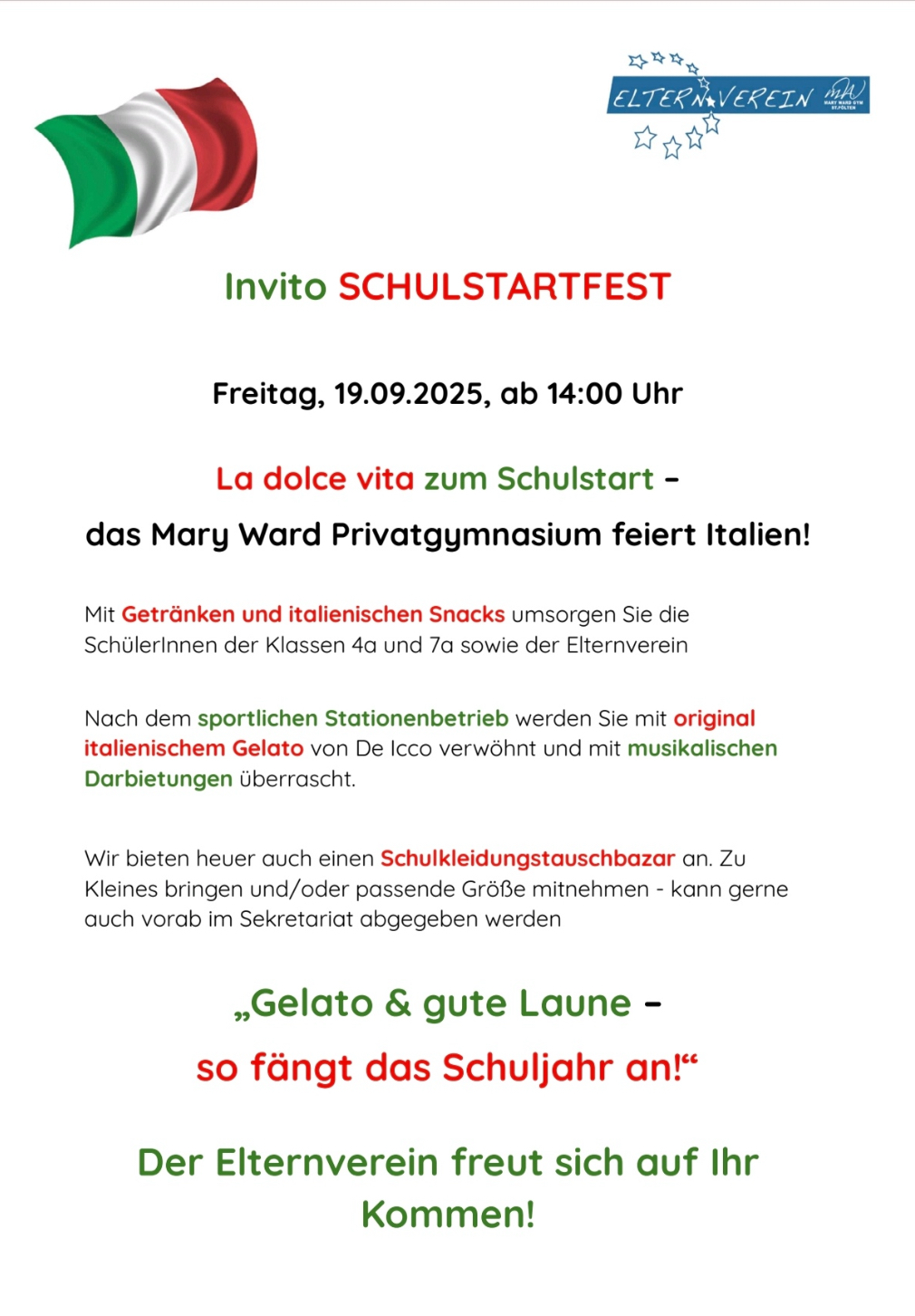 Einladung Schulstartfest